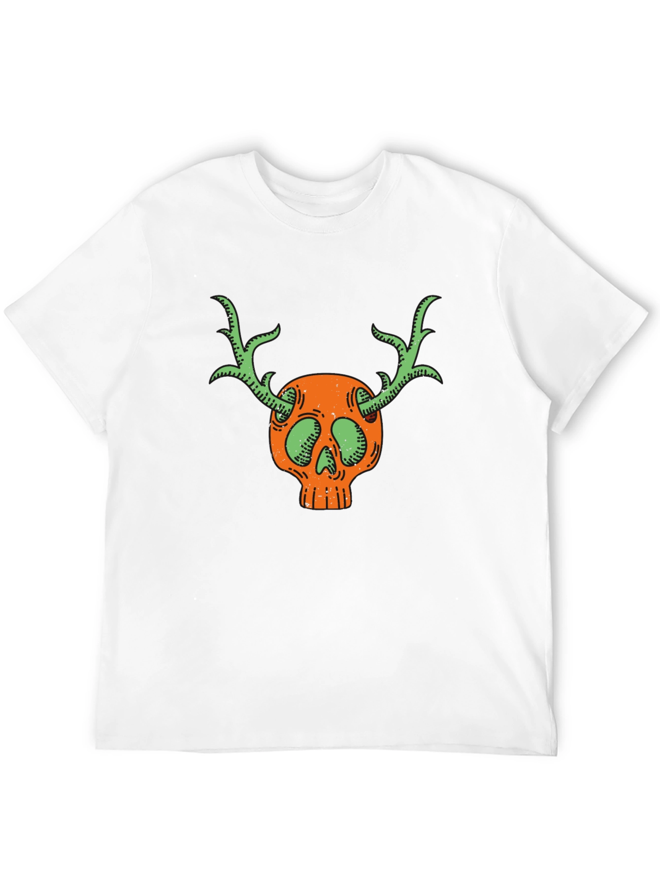 Skull & Antlers Graphic Black T-Shirt