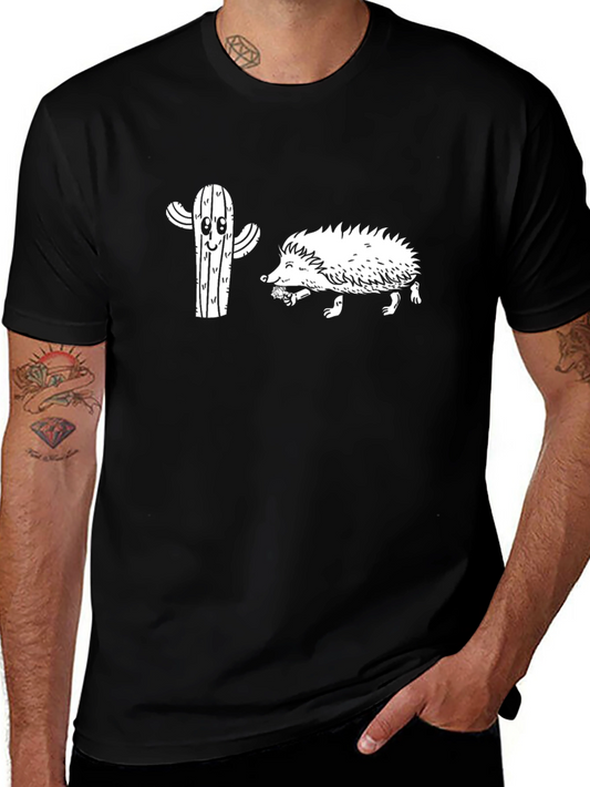 Cactus & Hedgehog Black T-Shirt