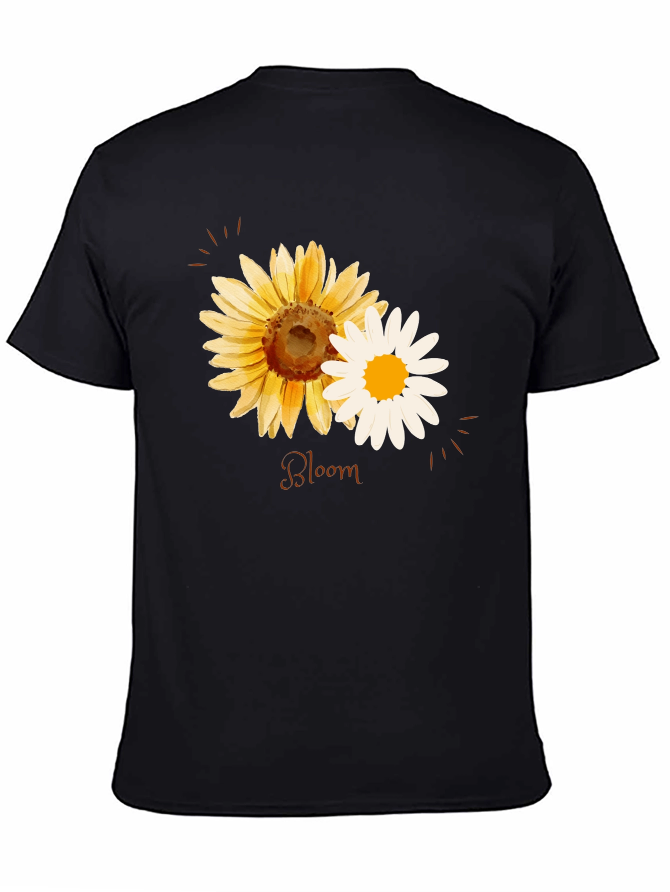 Floral Bloom T-Shirt - Black Cotton Tee