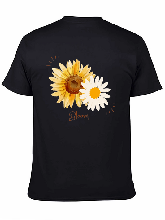 Floral Bloom T-Shirt - Black Cotton Tee