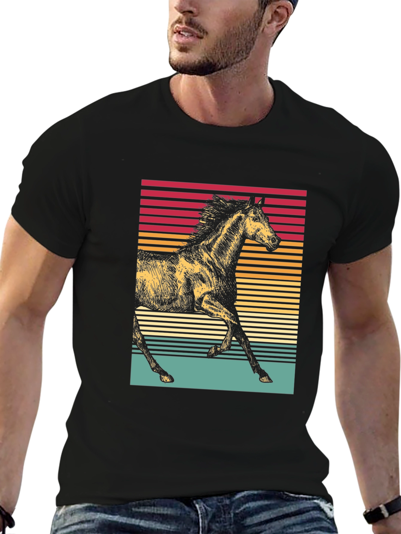 Retro Horse Graphic Tee - Stylish Equestrian Shirt