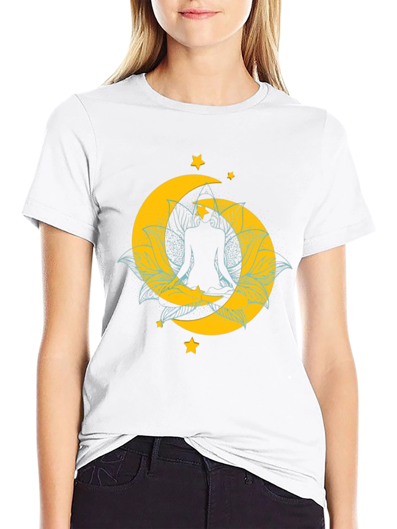 Yoga Moon & Stars Black T-Shirt