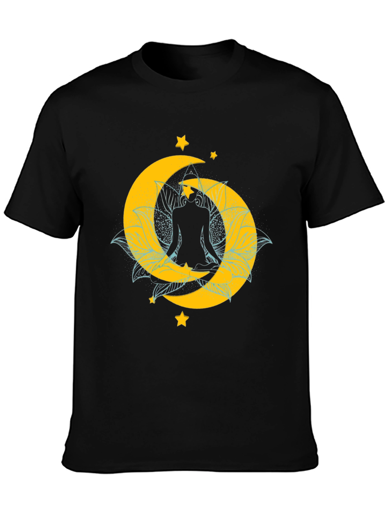 Yoga Moon & Stars Black T-Shirt