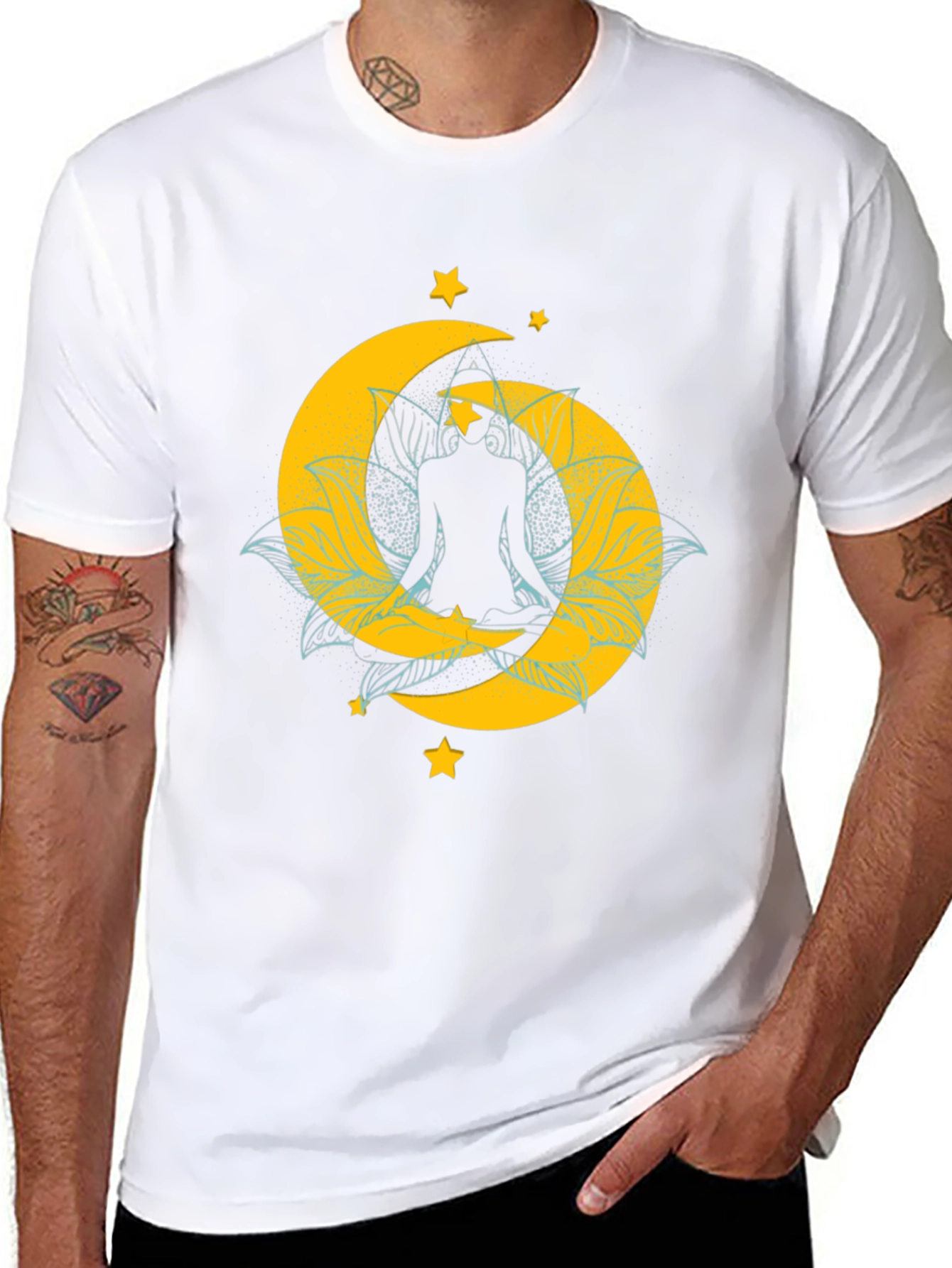 Yoga Moon & Stars Black T-Shirt