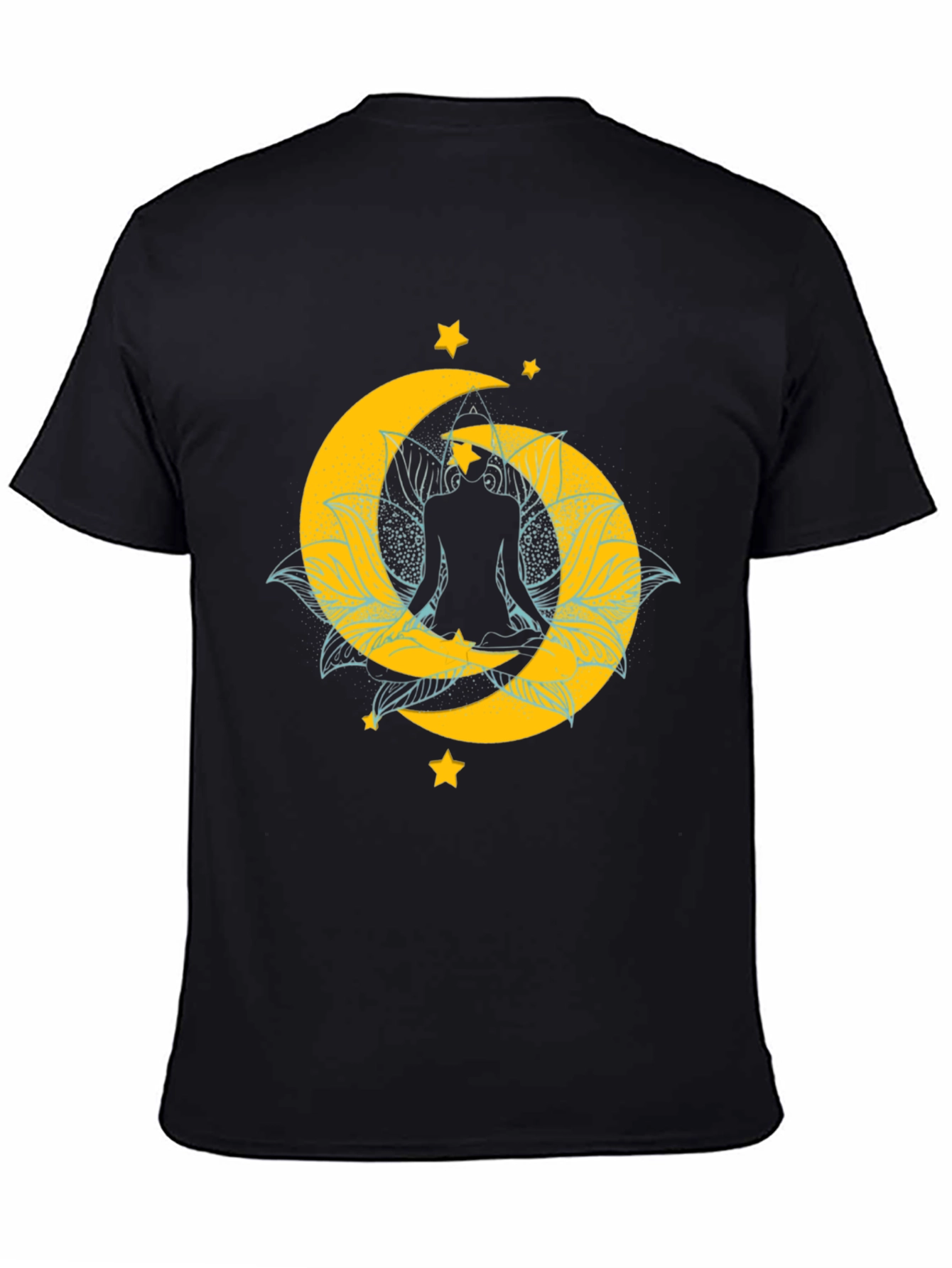 Yoga Moon & Stars Black T-Shirt