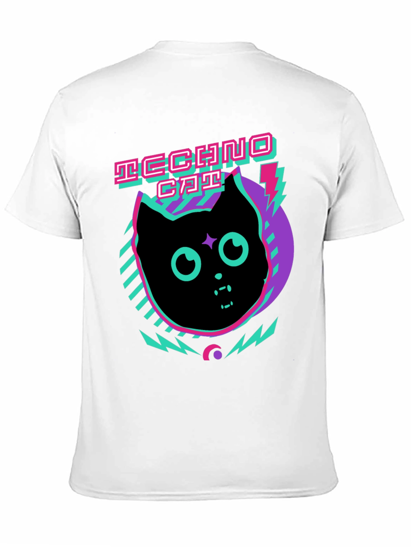 Techno Cat Graphic Tee - Black Cotton T-Shirt