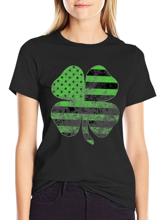 Irish American Flag Shamrock Graphic Tee