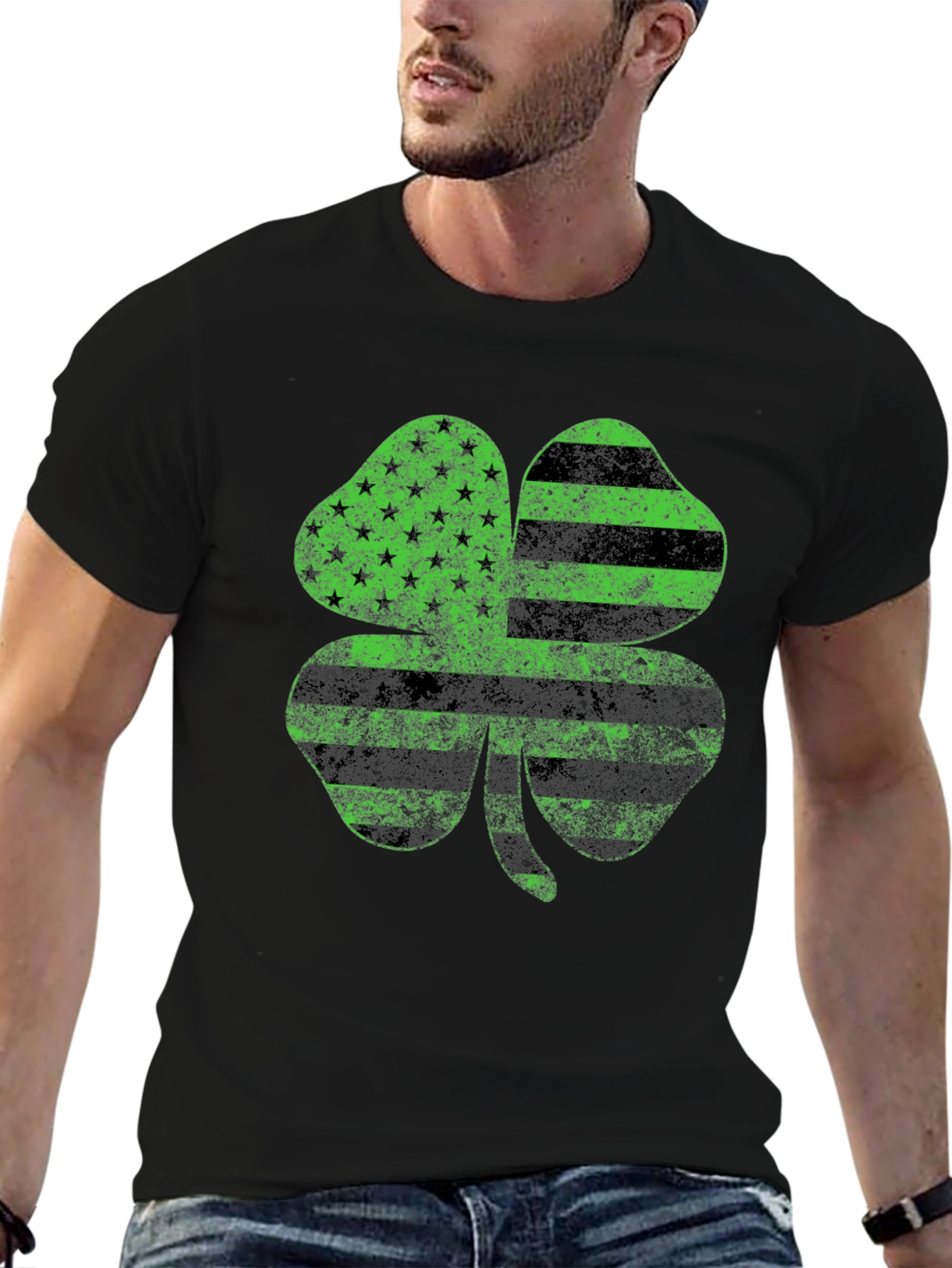 Irish American Flag Shamrock Graphic Tee
