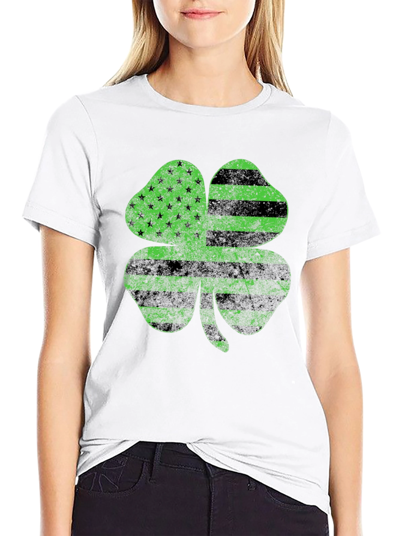 Irish American Flag Shamrock Graphic Tee