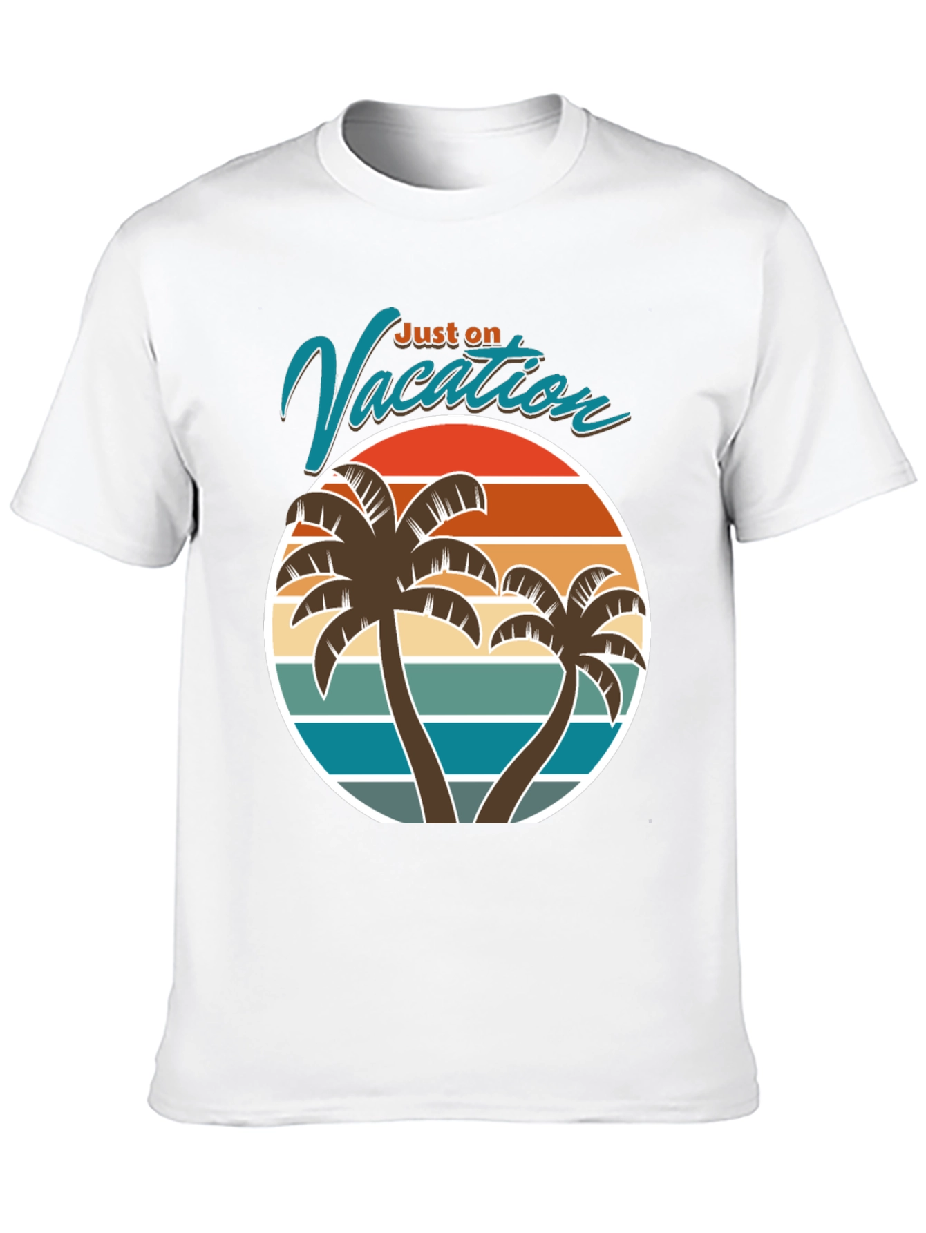 Just on Vacation T-Shirt - Tropical Palm Tree Design