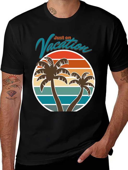 Just on Vacation T-Shirt - Tropical Palm Tree Design