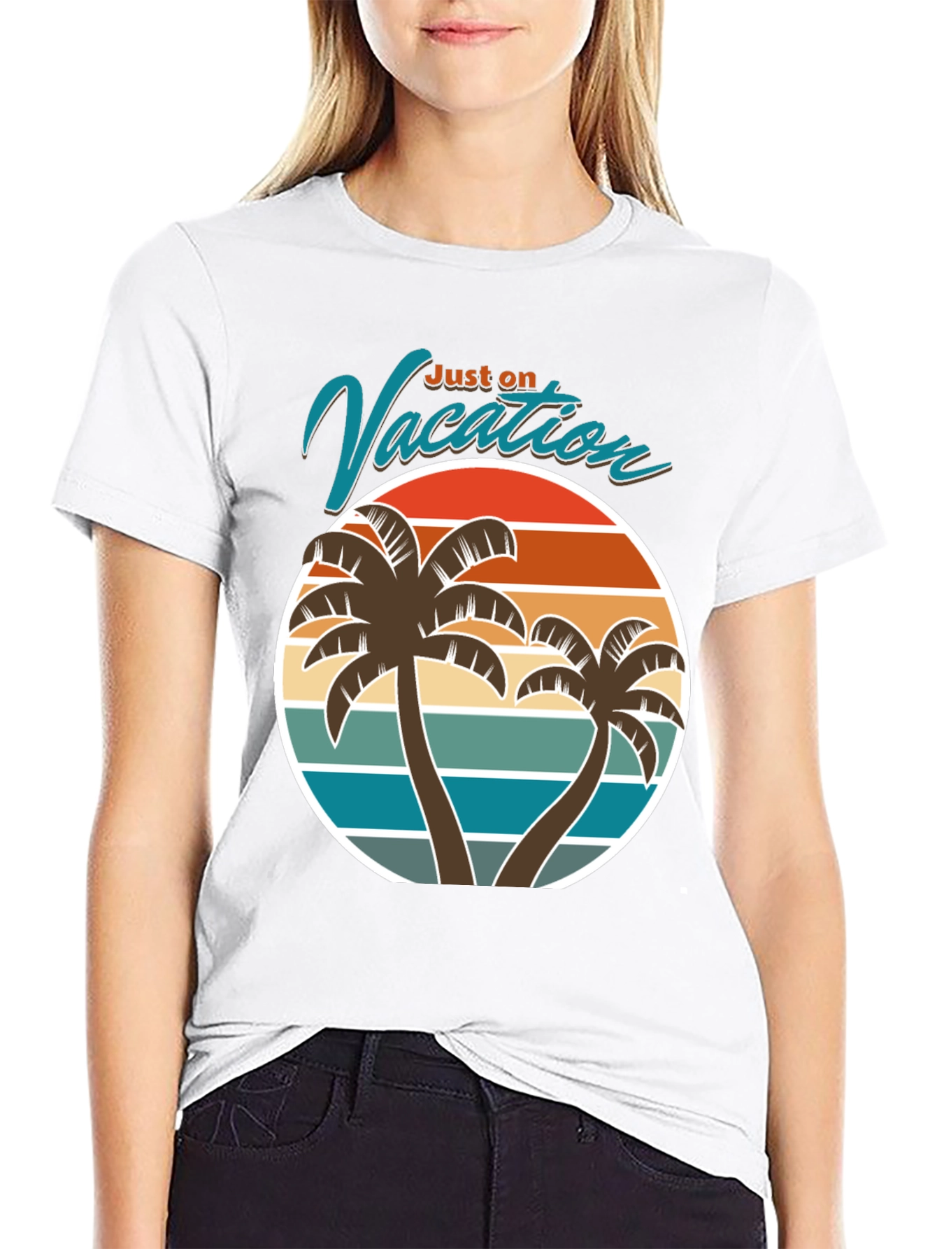 Just on Vacation T-Shirt - Tropical Palm Tree Design
