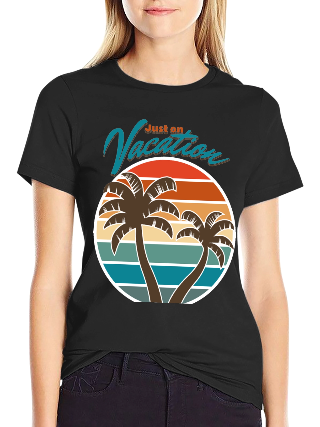 Just on Vacation T-Shirt - Tropical Palm Tree Design
