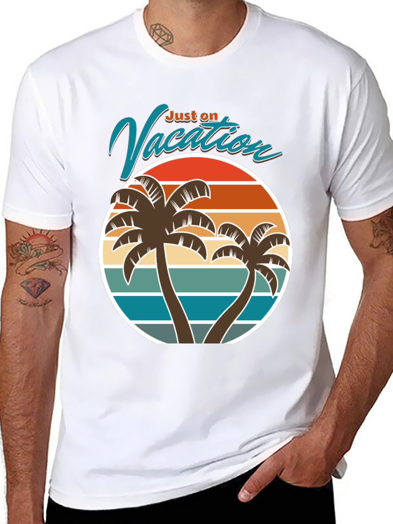 Just on Vacation T-Shirt - Tropical Palm Tree Design