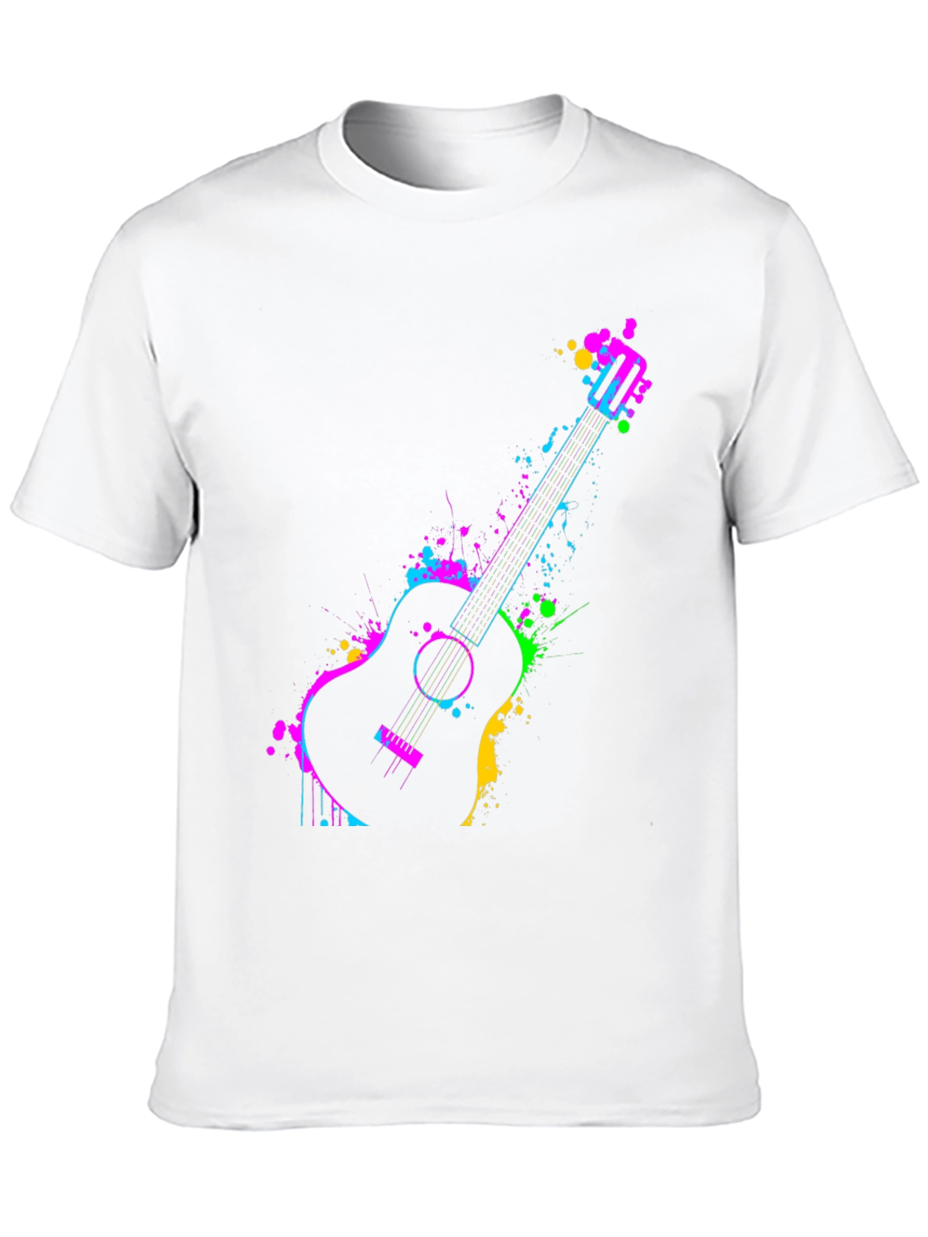 Neon Guitar Splash Graphic Tee - Black