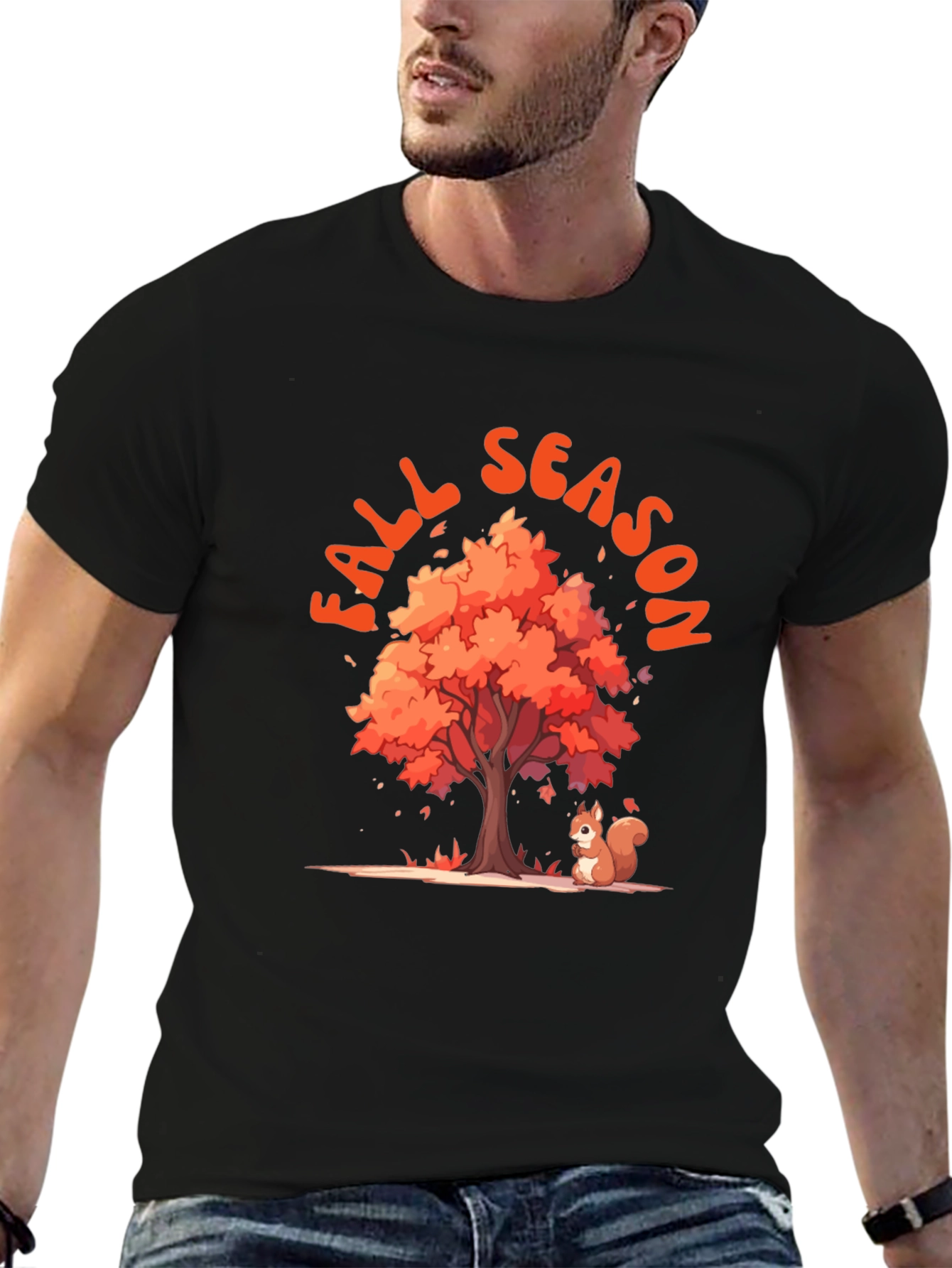 Fall Season Tree and Squirrel Graphic Tee