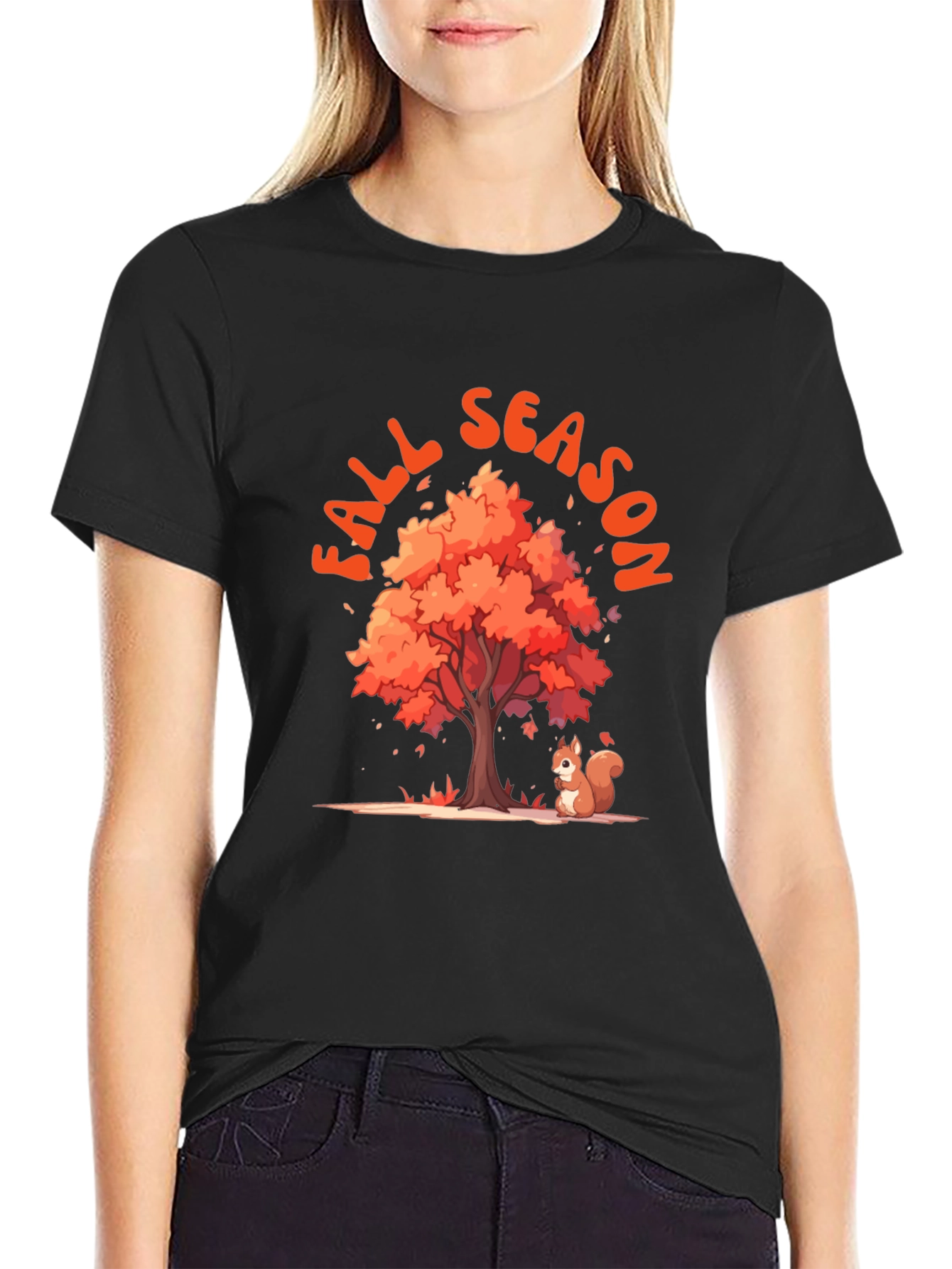 Fall Season Tree and Squirrel Graphic Tee