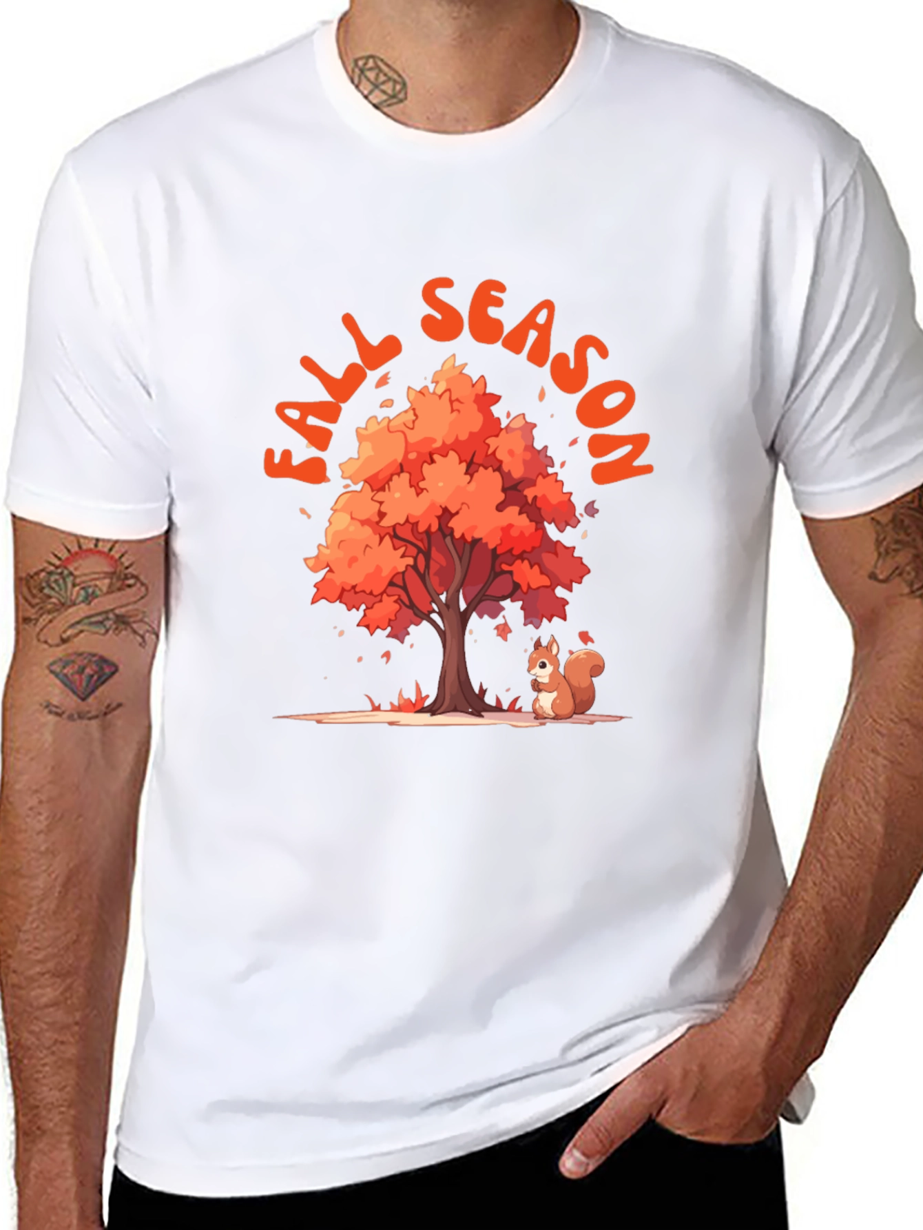Fall Season Tree and Squirrel Graphic Tee