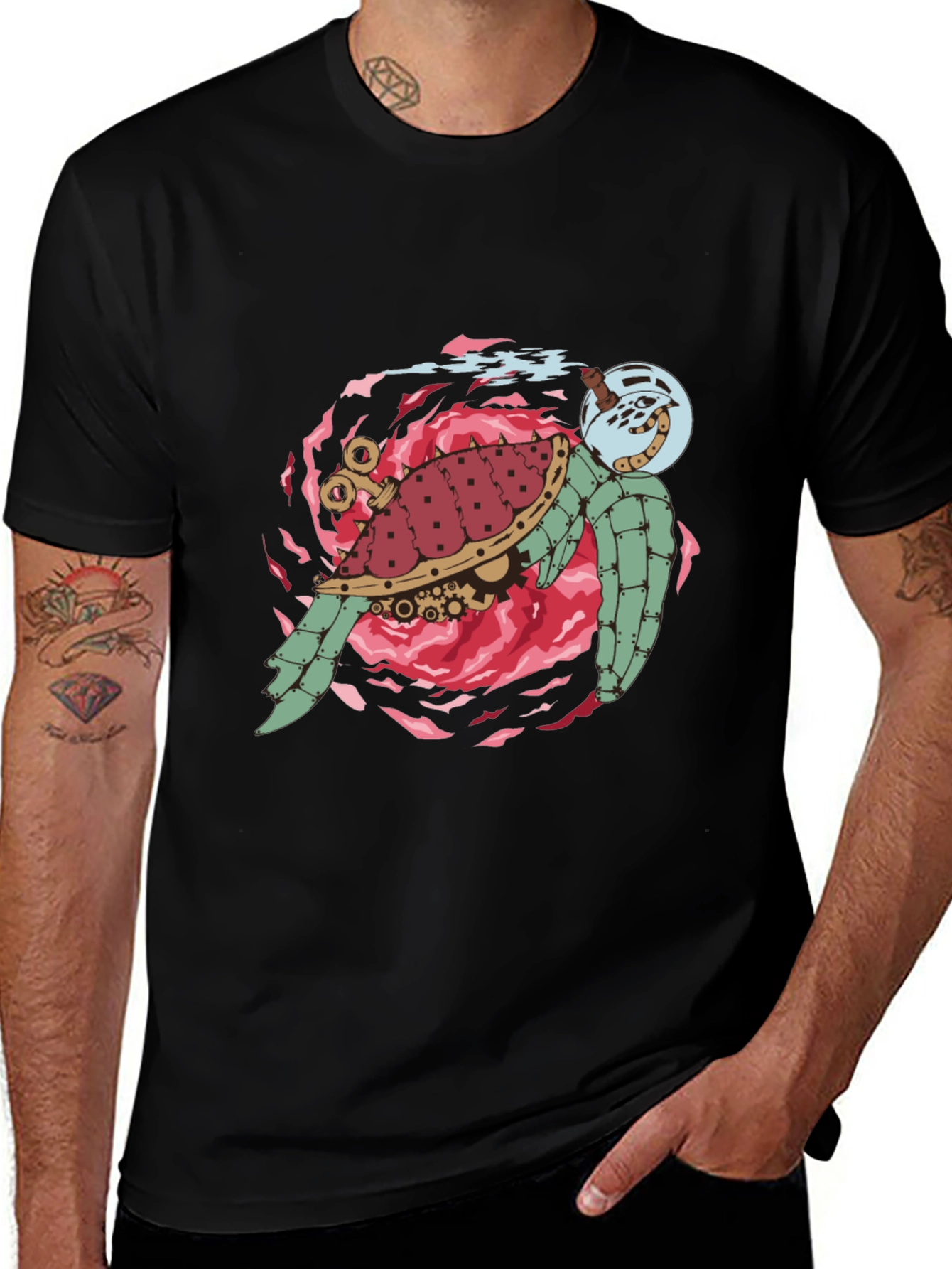 Steampunk Turtle Graphic T-Shirt - Unique Design