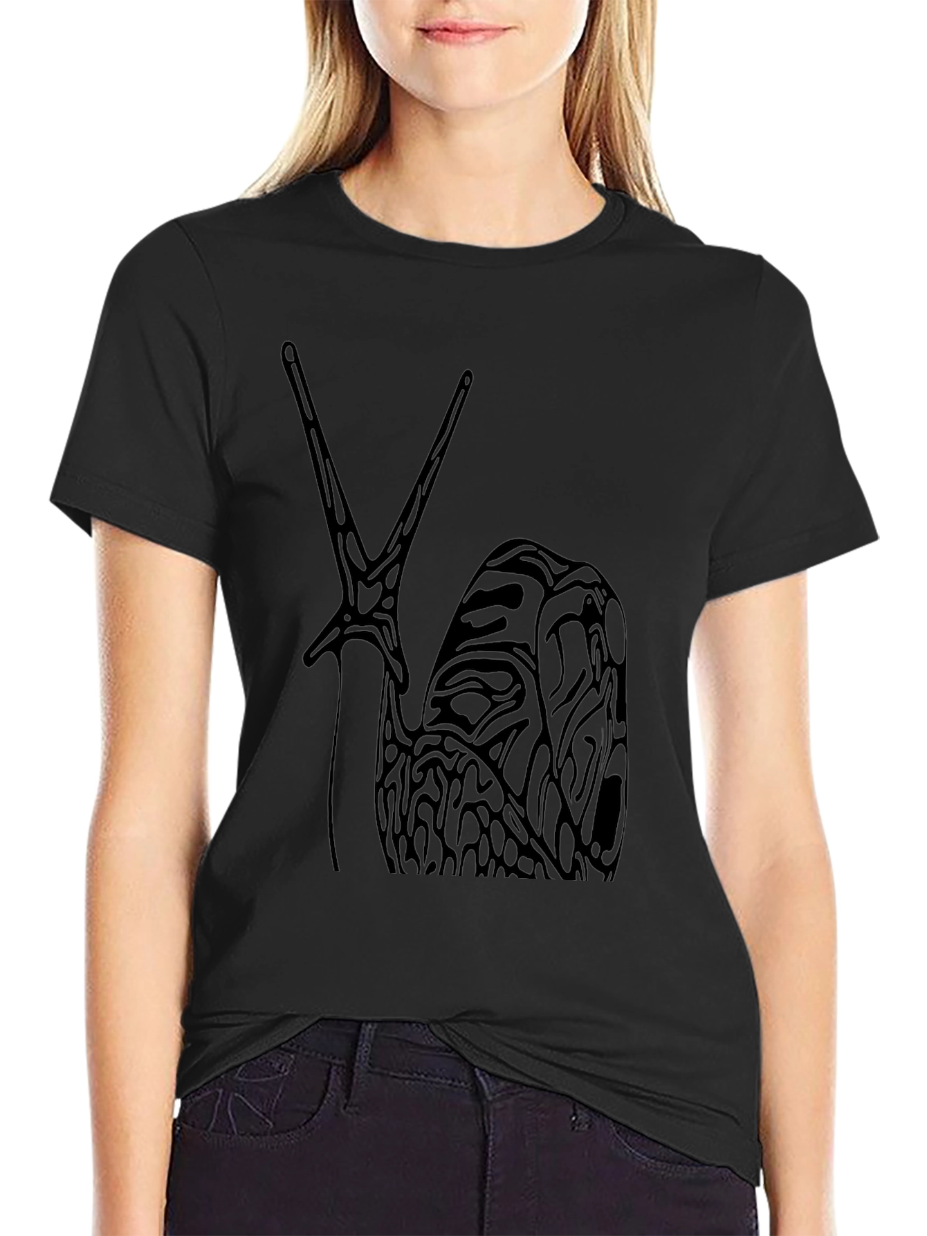 Unique Snail Graphic Tee - Black