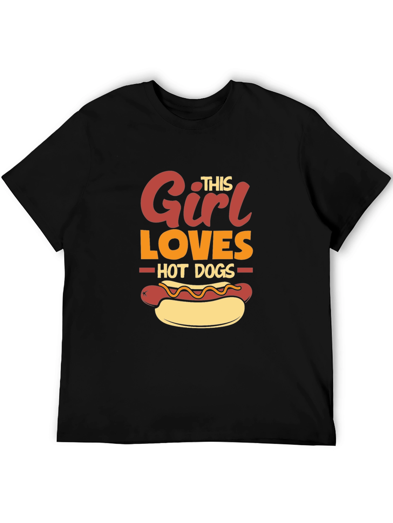 Girl Loves Hot Dogs Graphic Tee - Black T-Shirt