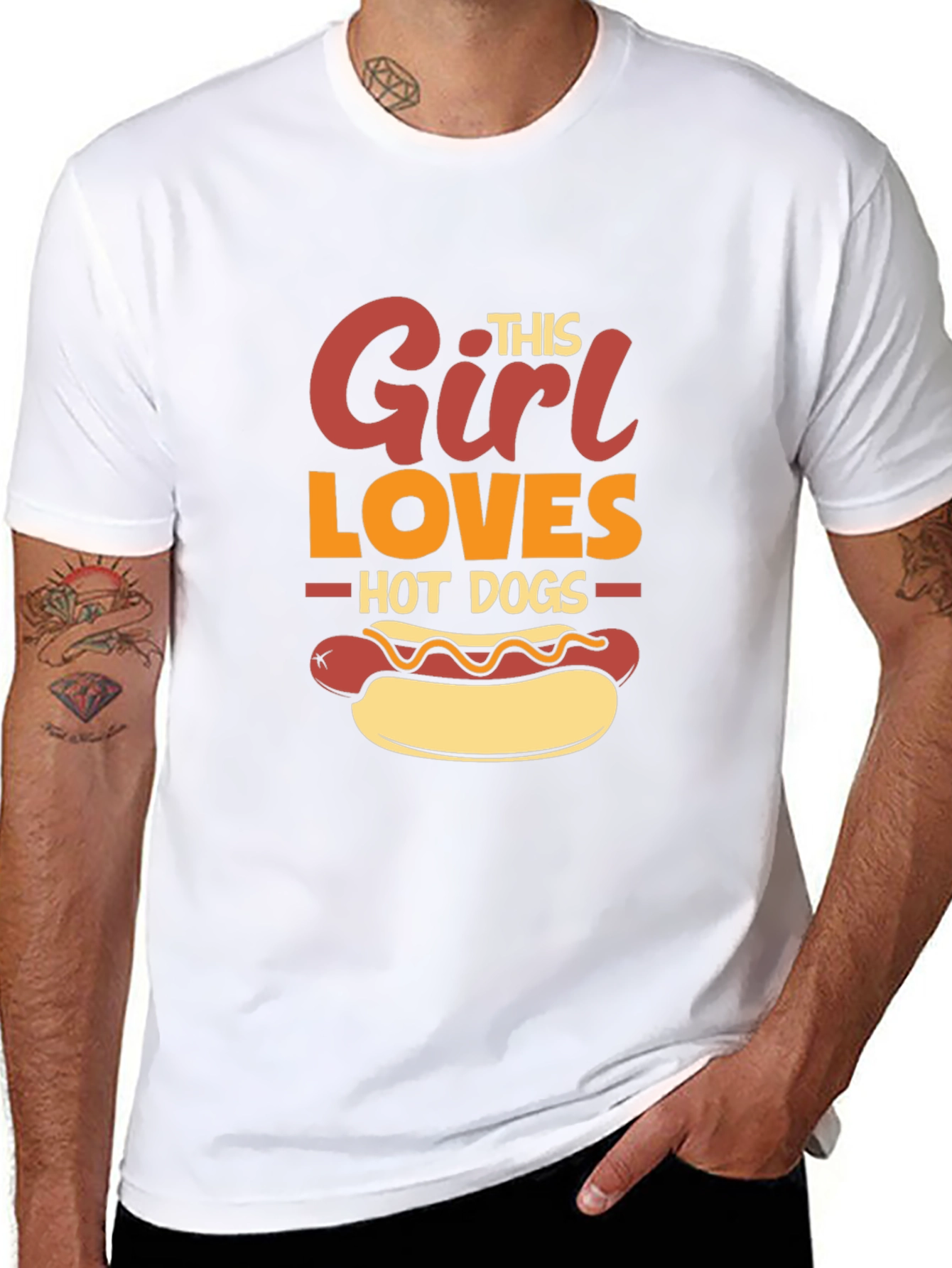 Girl Loves Hot Dogs Graphic Tee - Black T-Shirt