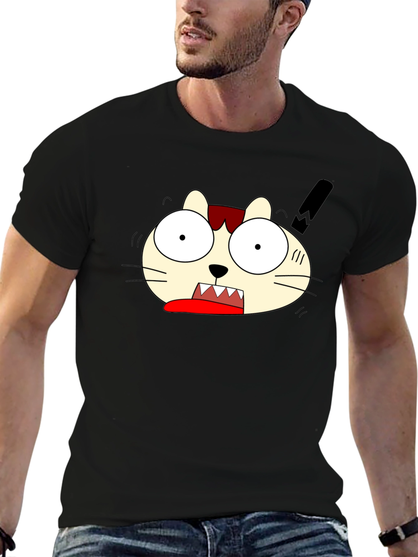 Funny Cat Graphic Tee - Black Unisex T-Shirt
