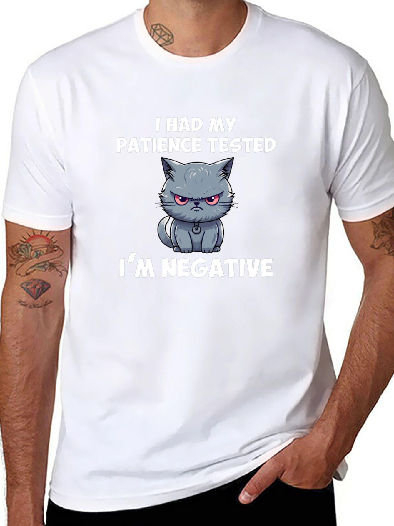 Funny Cat Patience Tested Mens T-Shirt