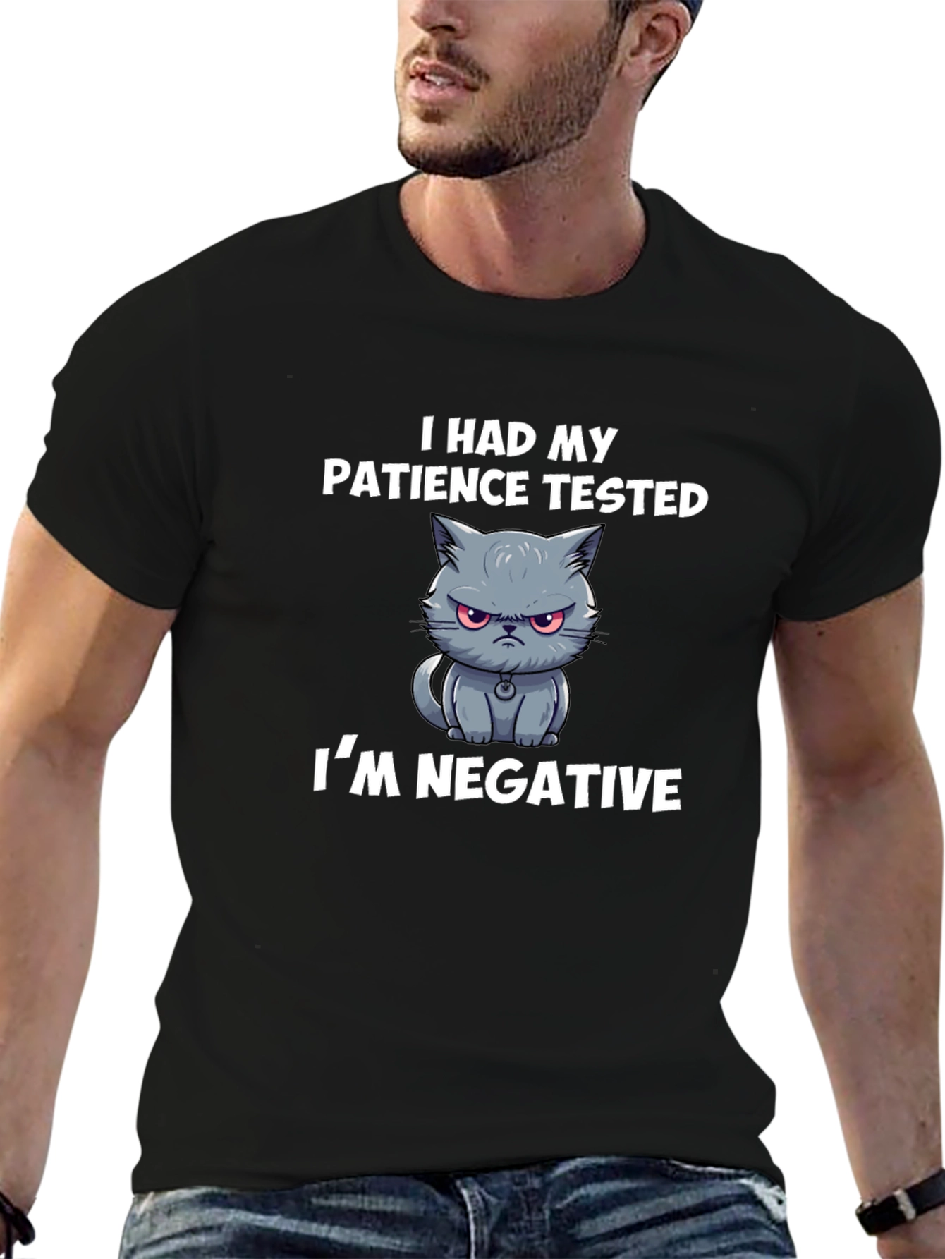 Funny Cat Patience Tested Mens T-Shirt