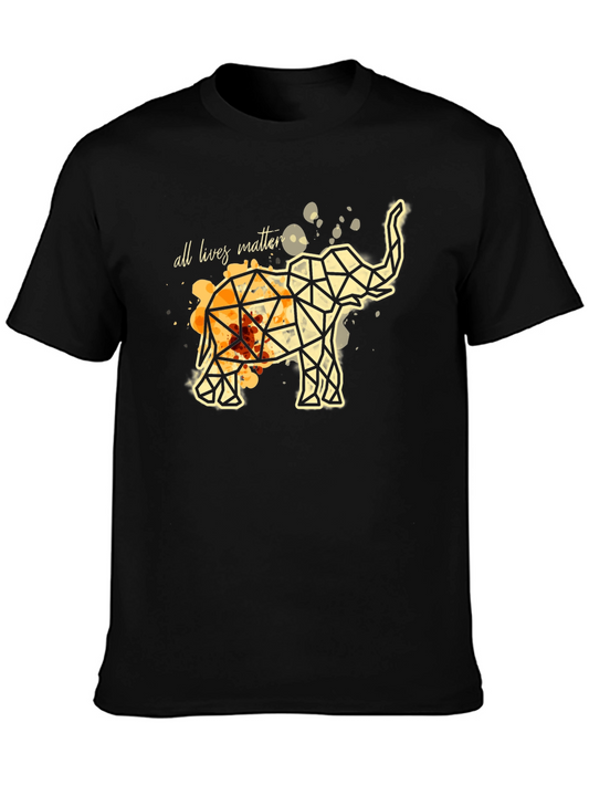 Geometric Elephant All Lives Matter Black T-Shirt