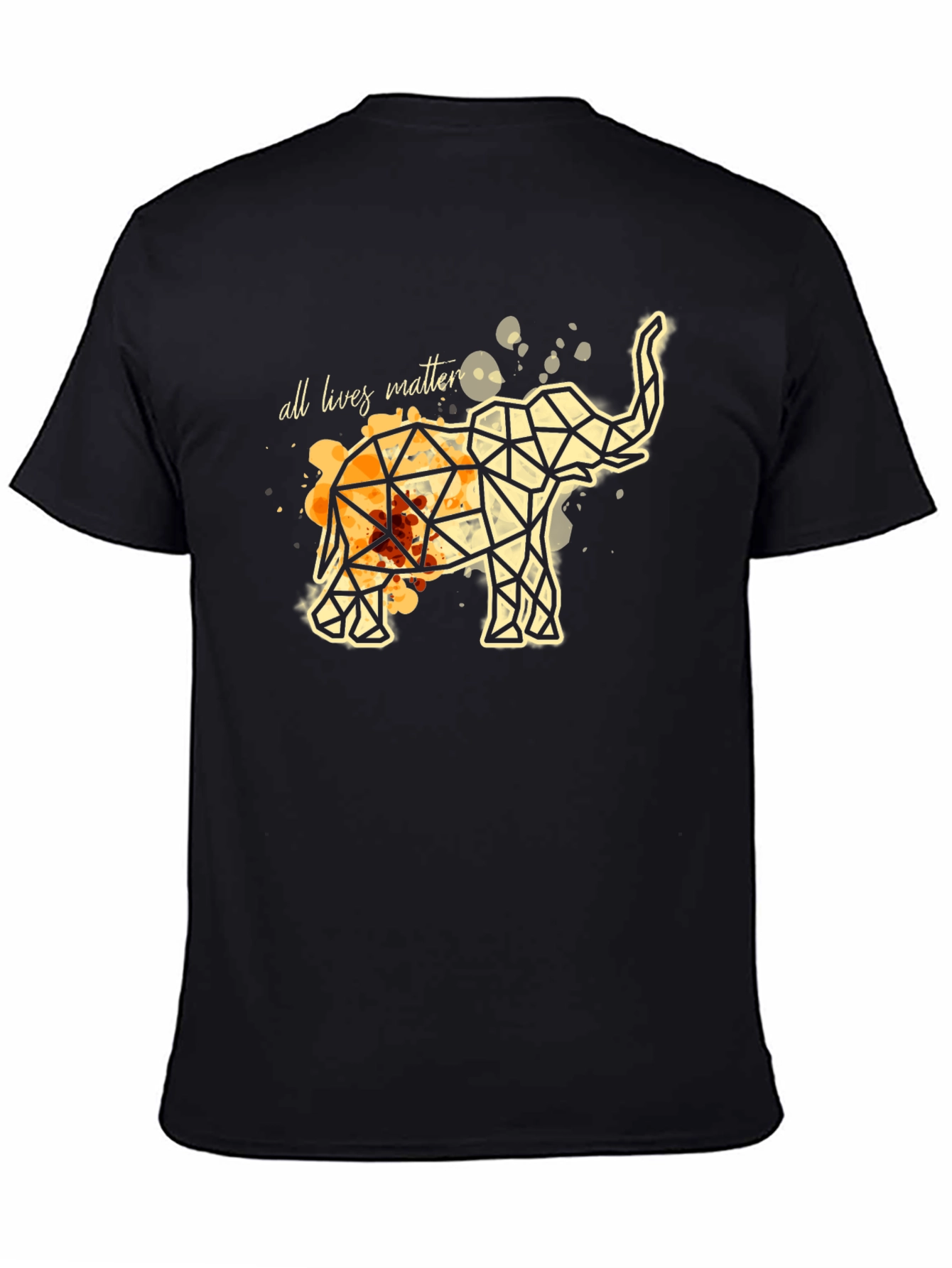 Geometric Elephant All Lives Matter Black T-Shirt
