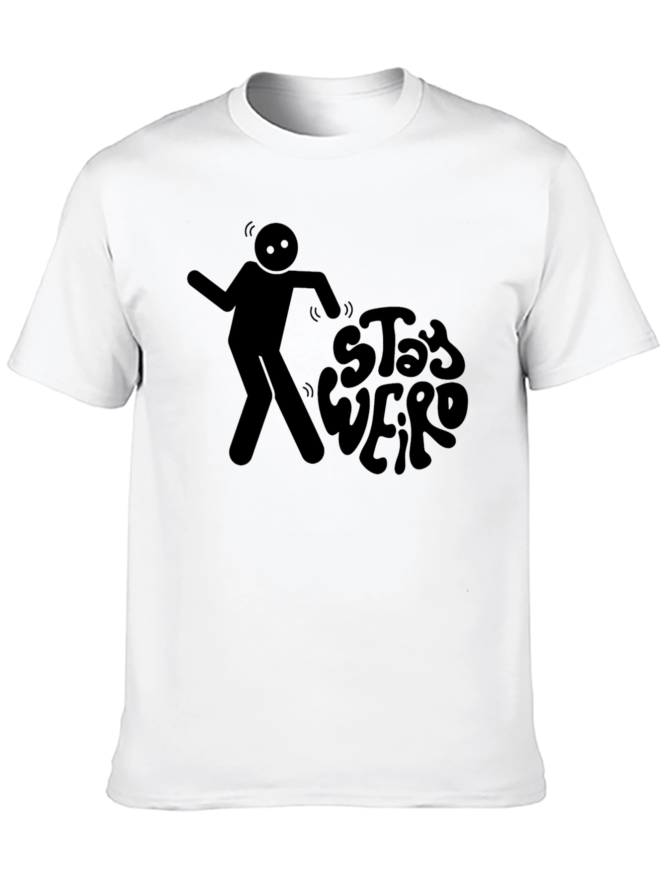 Stay Weird Graphic Tee - Black Cotton Casual T-Shirt