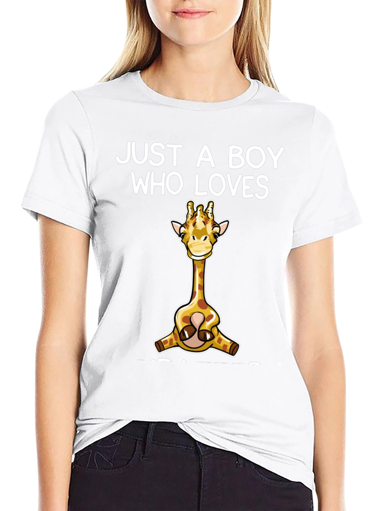 Boy Who Loves Giraffes T-Shirt Cute Giraffe Graphic Tee