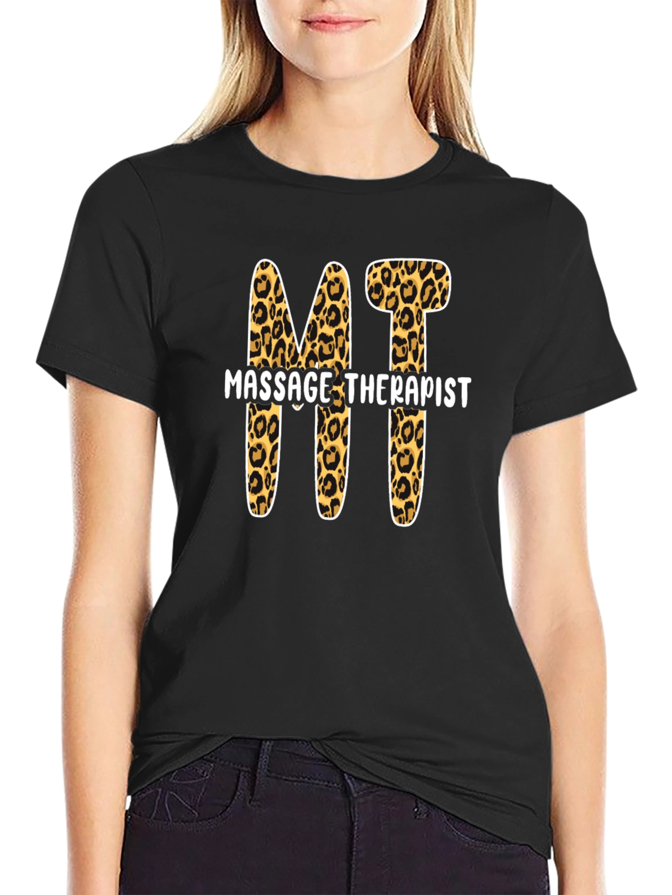 Massage Therapist Leopard Print MT T-Shirt