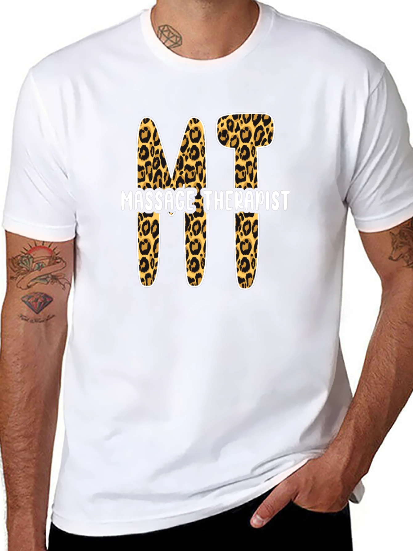 Massage Therapist Leopard Print MT T-Shirt