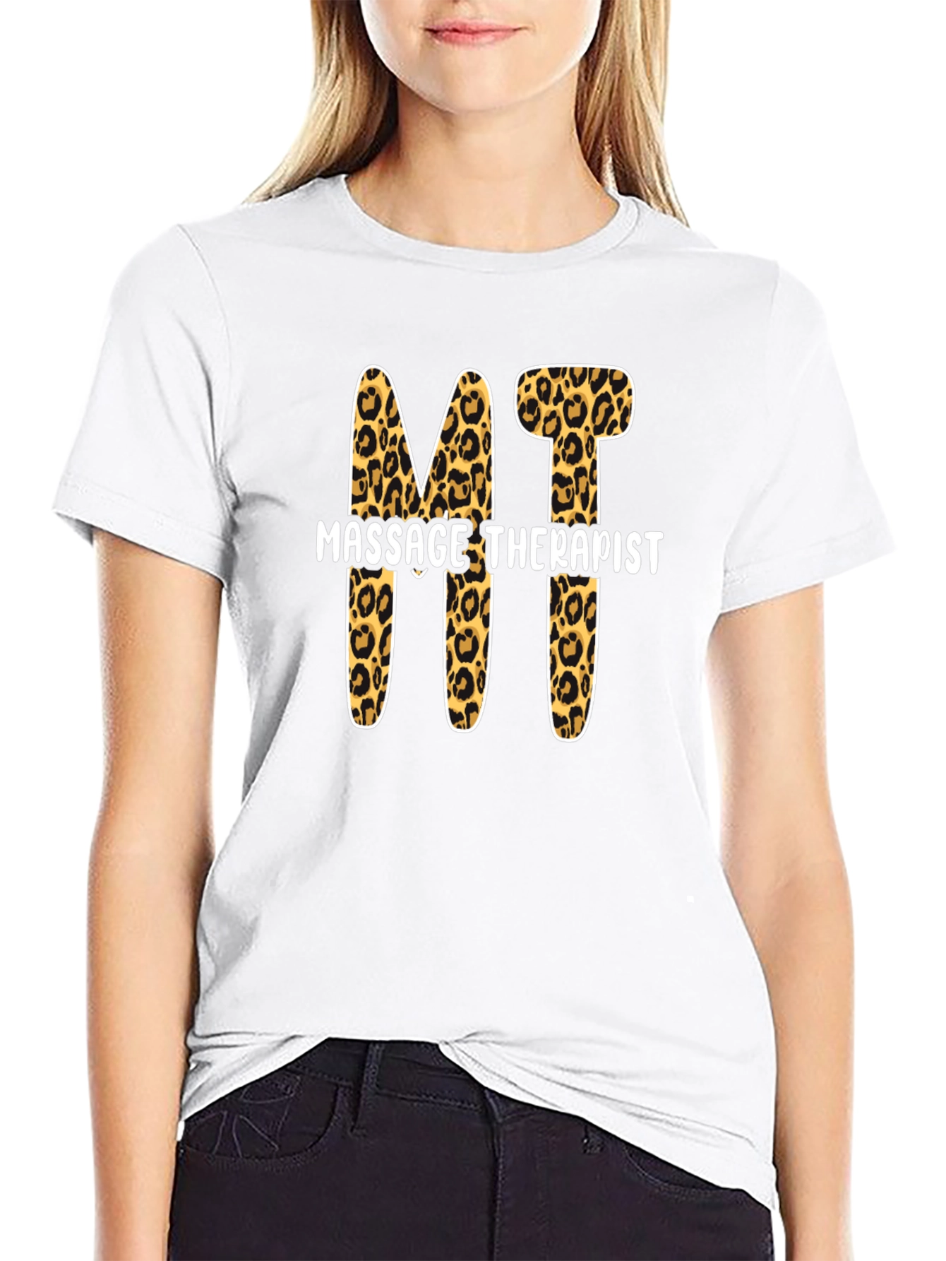 Massage Therapist Leopard Print MT T-Shirt