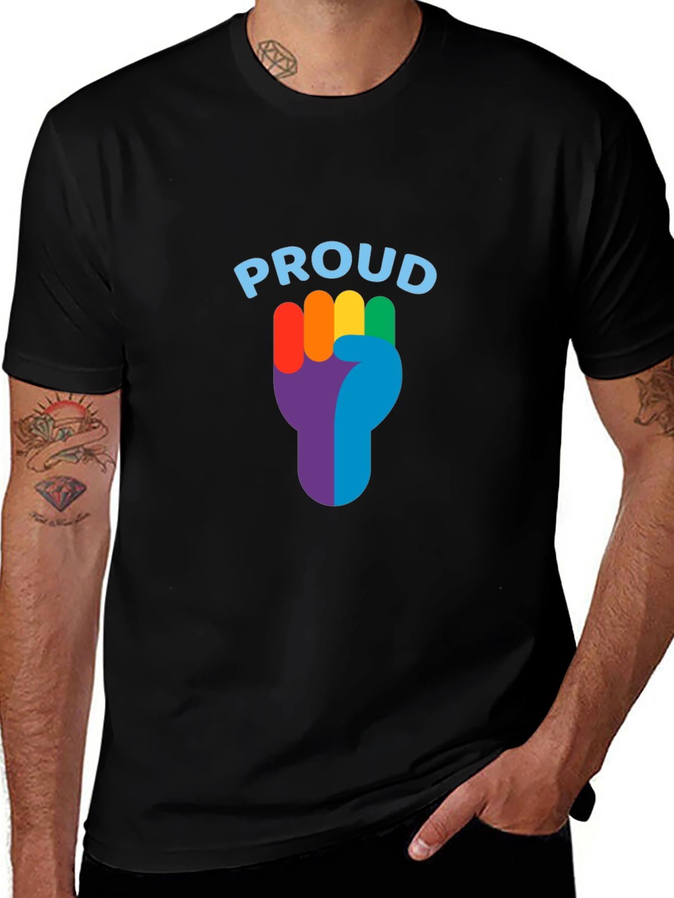 Proud LGBTQ+ Rainbow Fist Graphic Tee