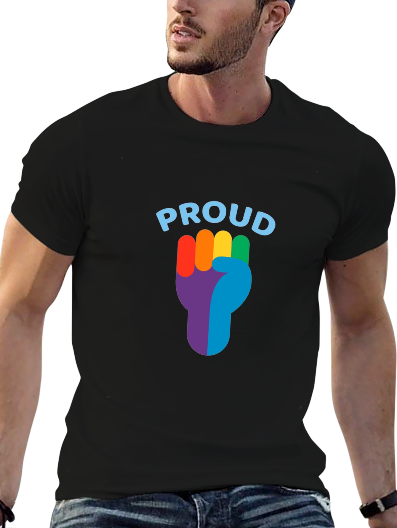 Proud LGBTQ+ Rainbow Fist Graphic Tee