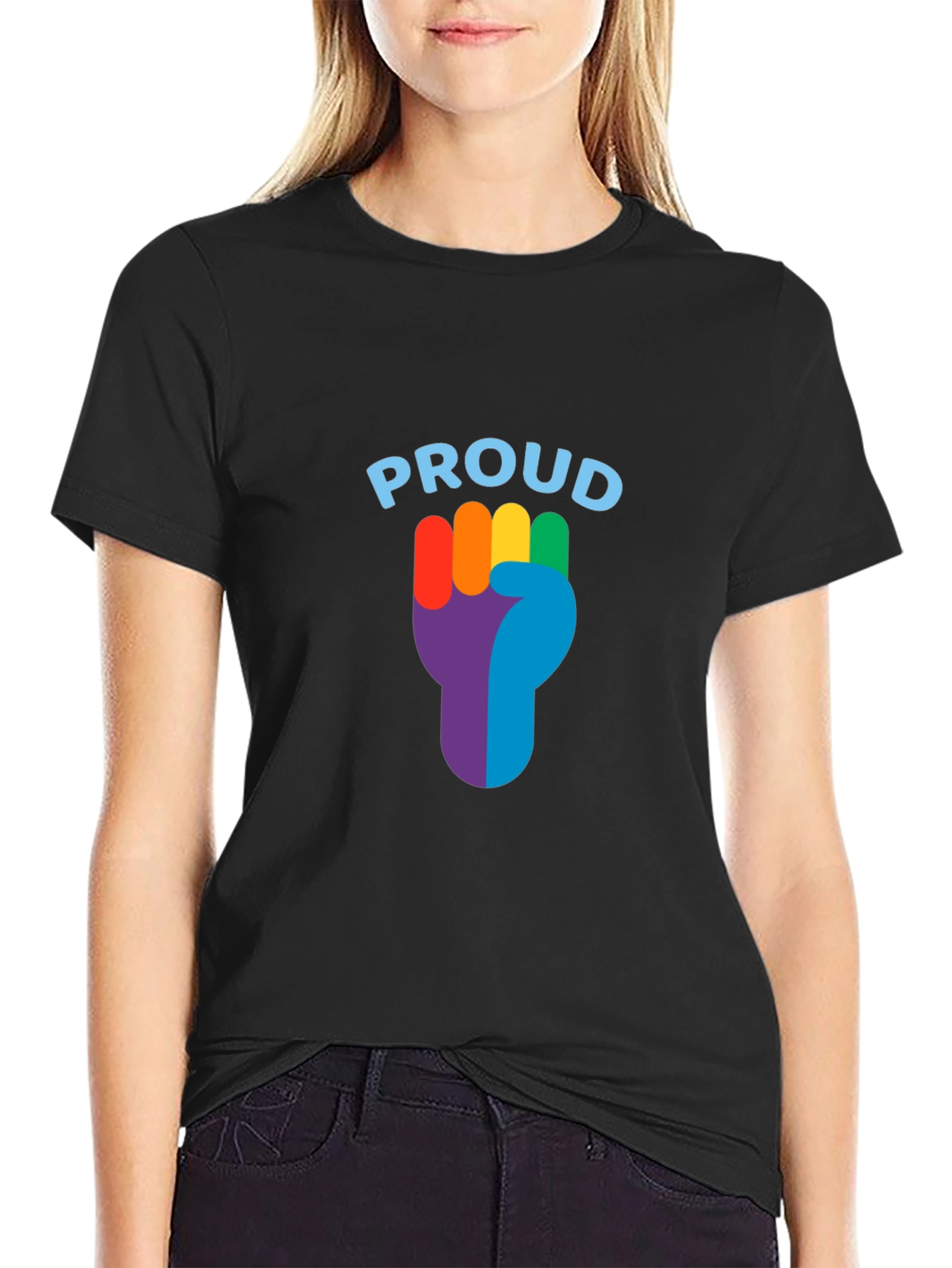 Proud LGBTQ+ Rainbow Fist Graphic Tee