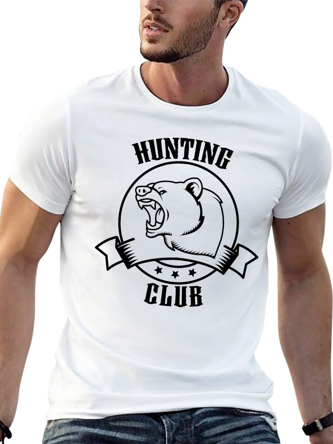 Hunting Club Bear Graphic Tee - Black