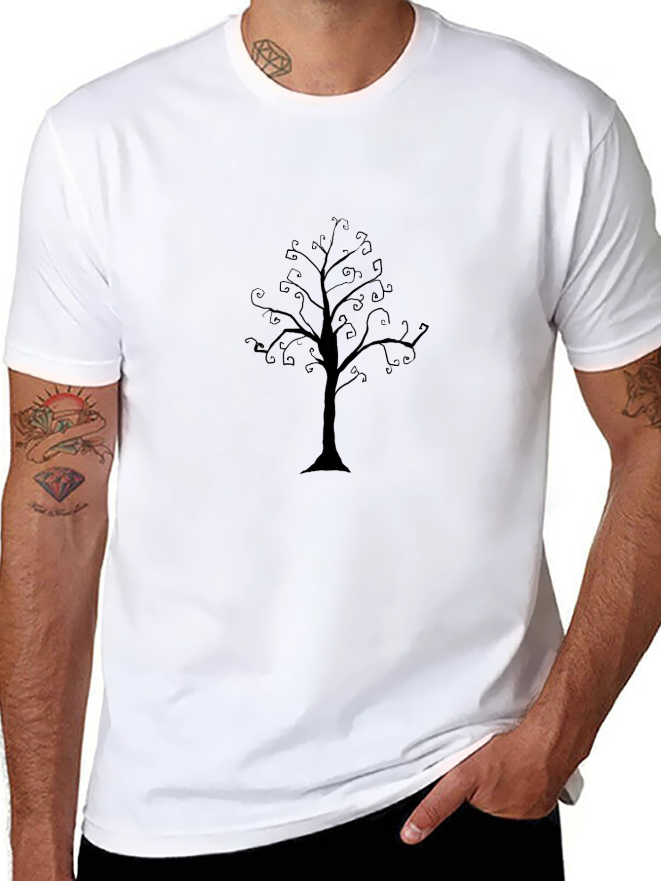 Mens Black Tree Graphic Tee
