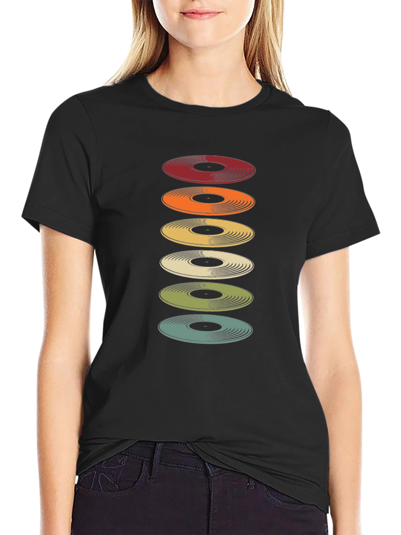 Retro Stacked Vinyl Record Graphic Tee