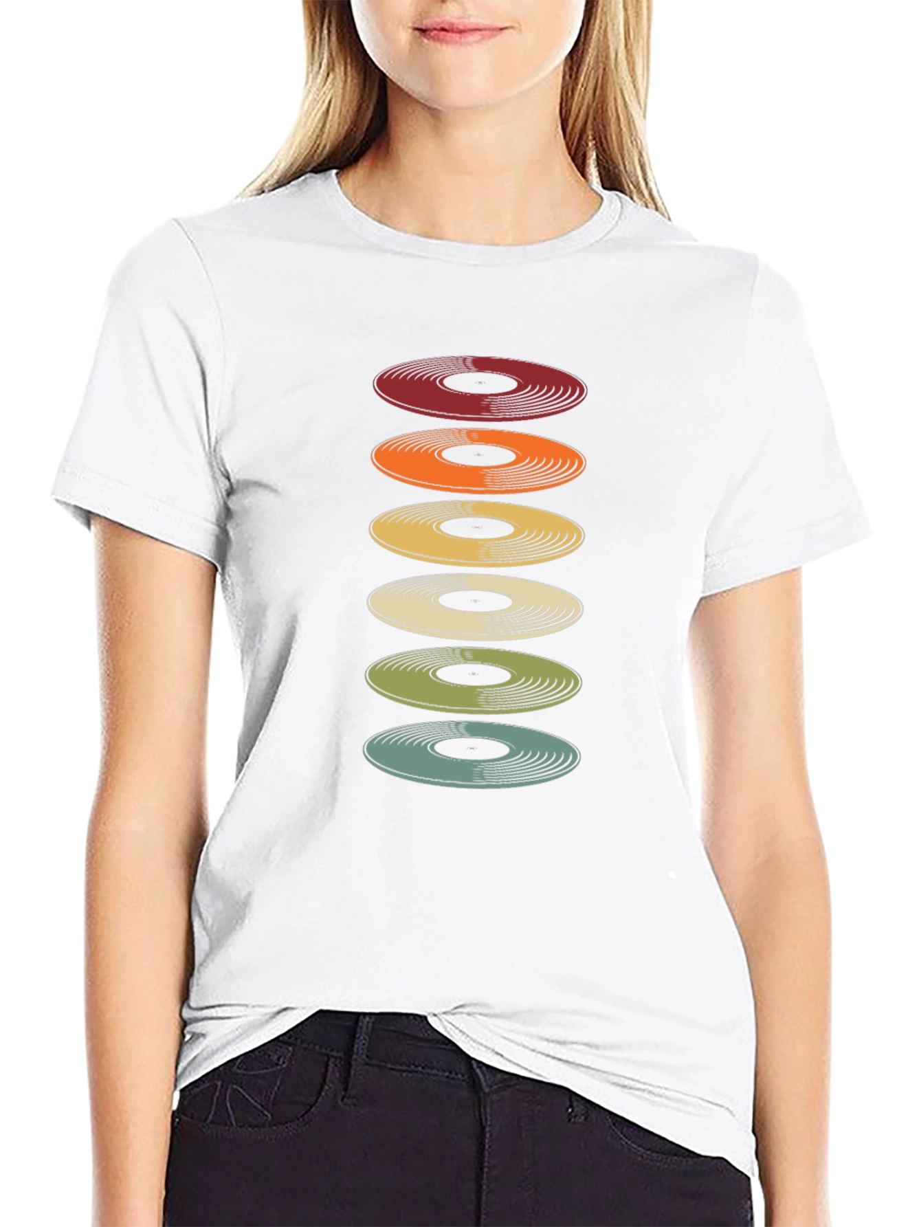 Retro Stacked Vinyl Record Graphic Tee