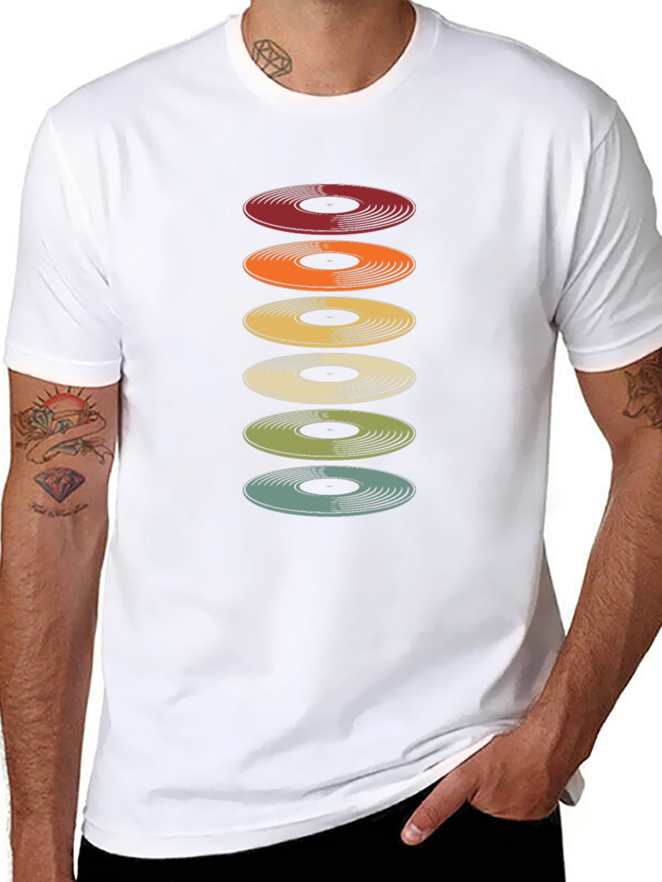 Retro Stacked Vinyl Record Graphic Tee
