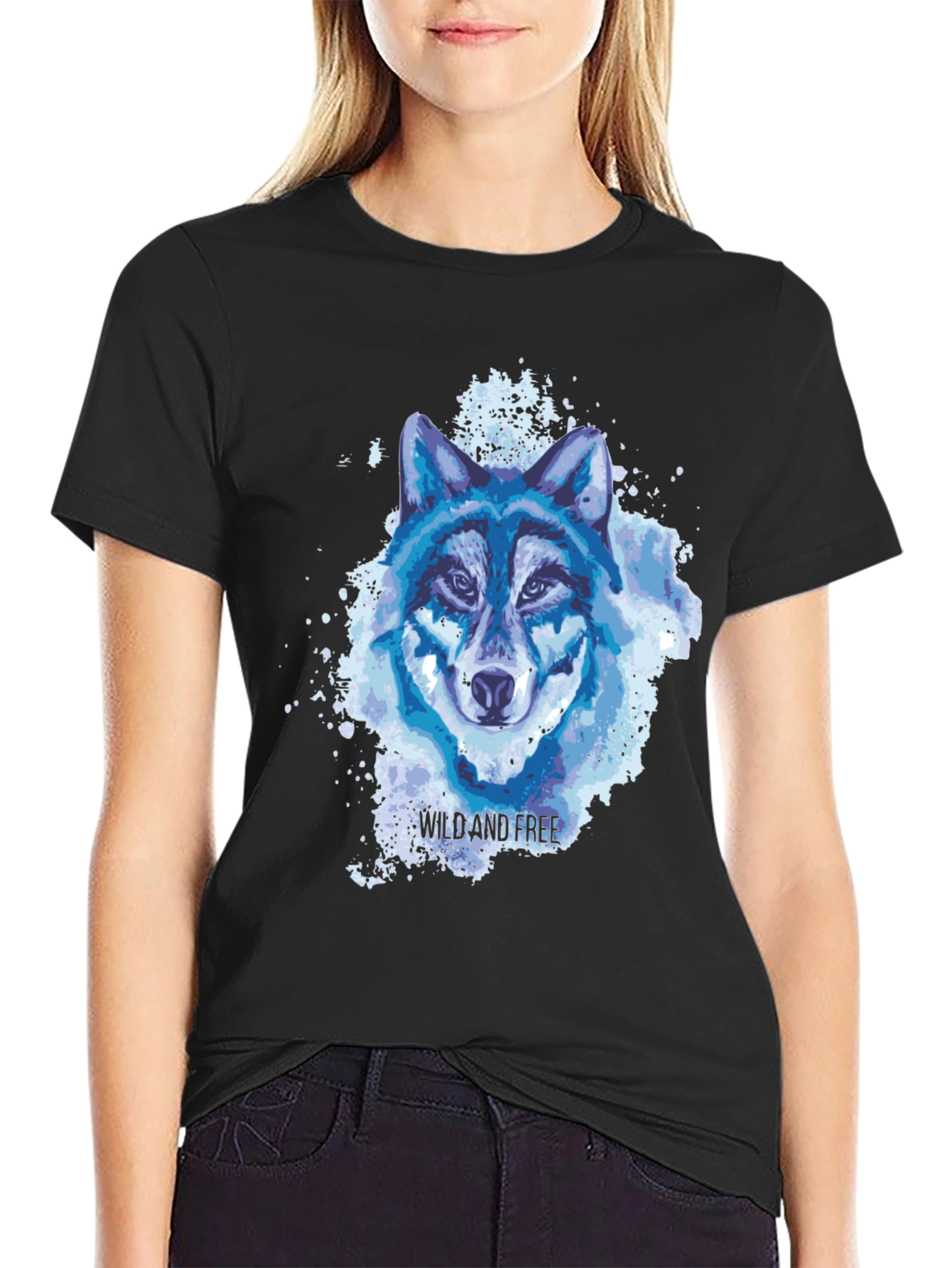 Wild and Free Wolf Graphic Tee - Black