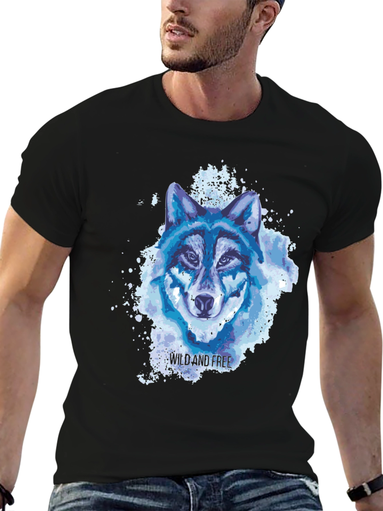 Wild and Free Wolf Graphic Tee - Black