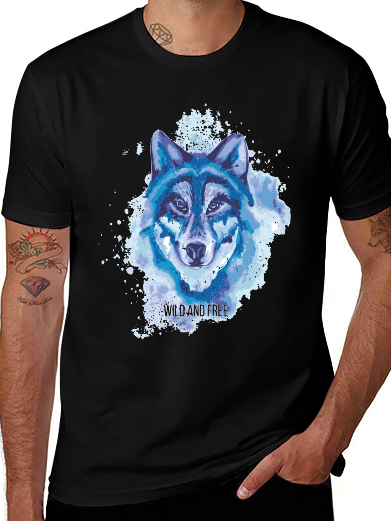 Wild and Free Wolf Graphic Tee - Black