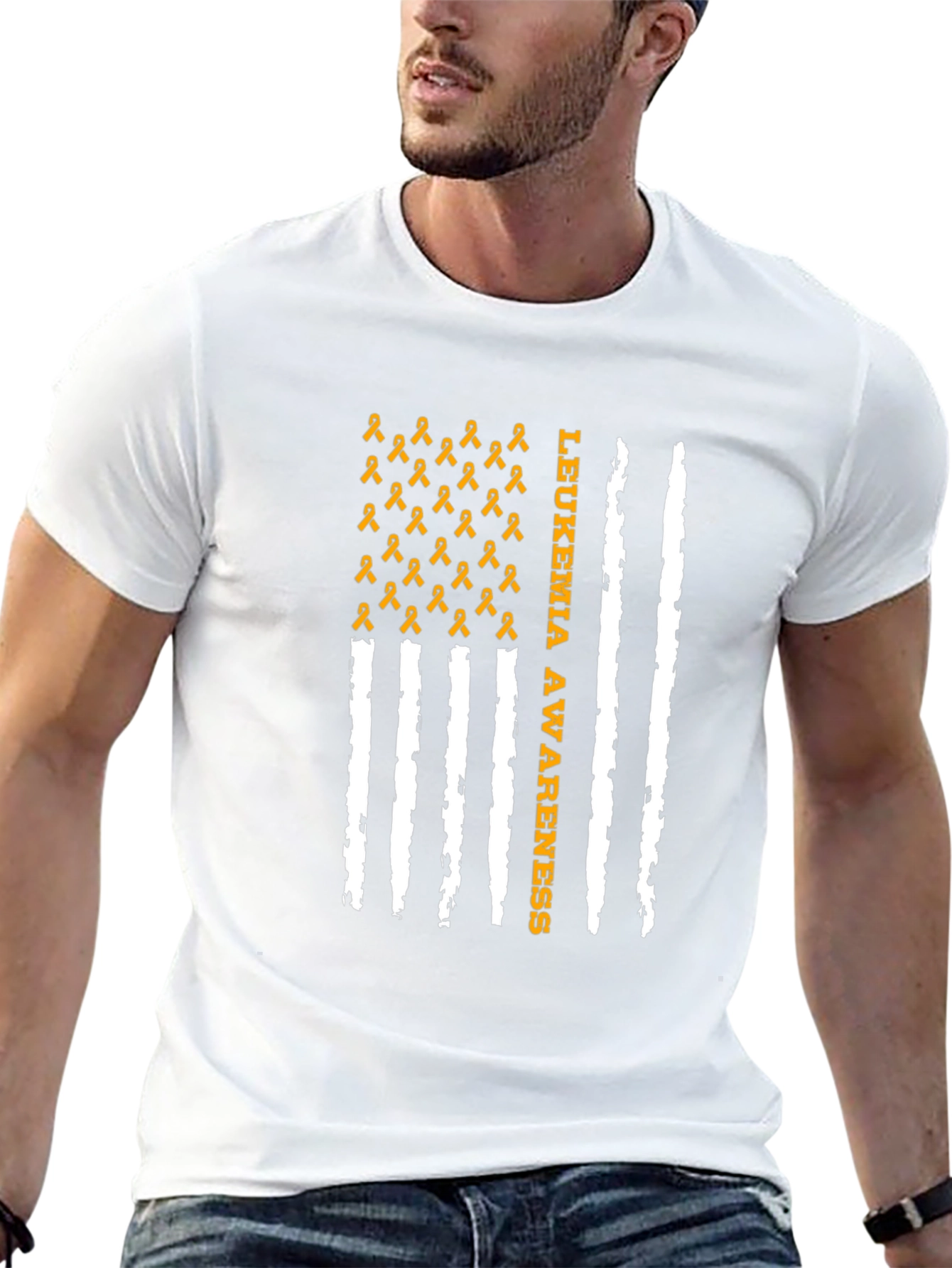 Leukemia Awareness Ribbon Flag T-Shirt