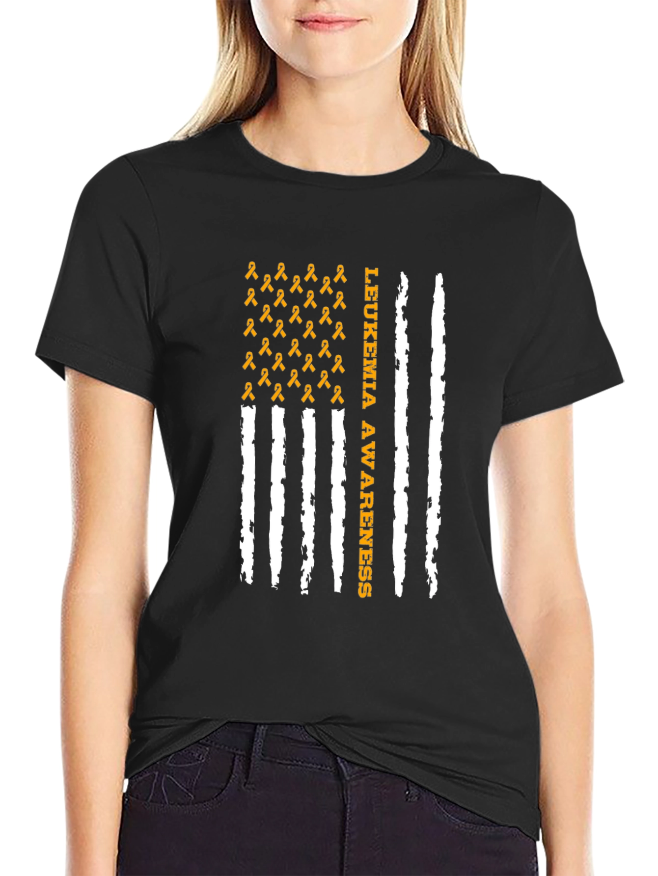 Leukemia Awareness Ribbon Flag T-Shirt