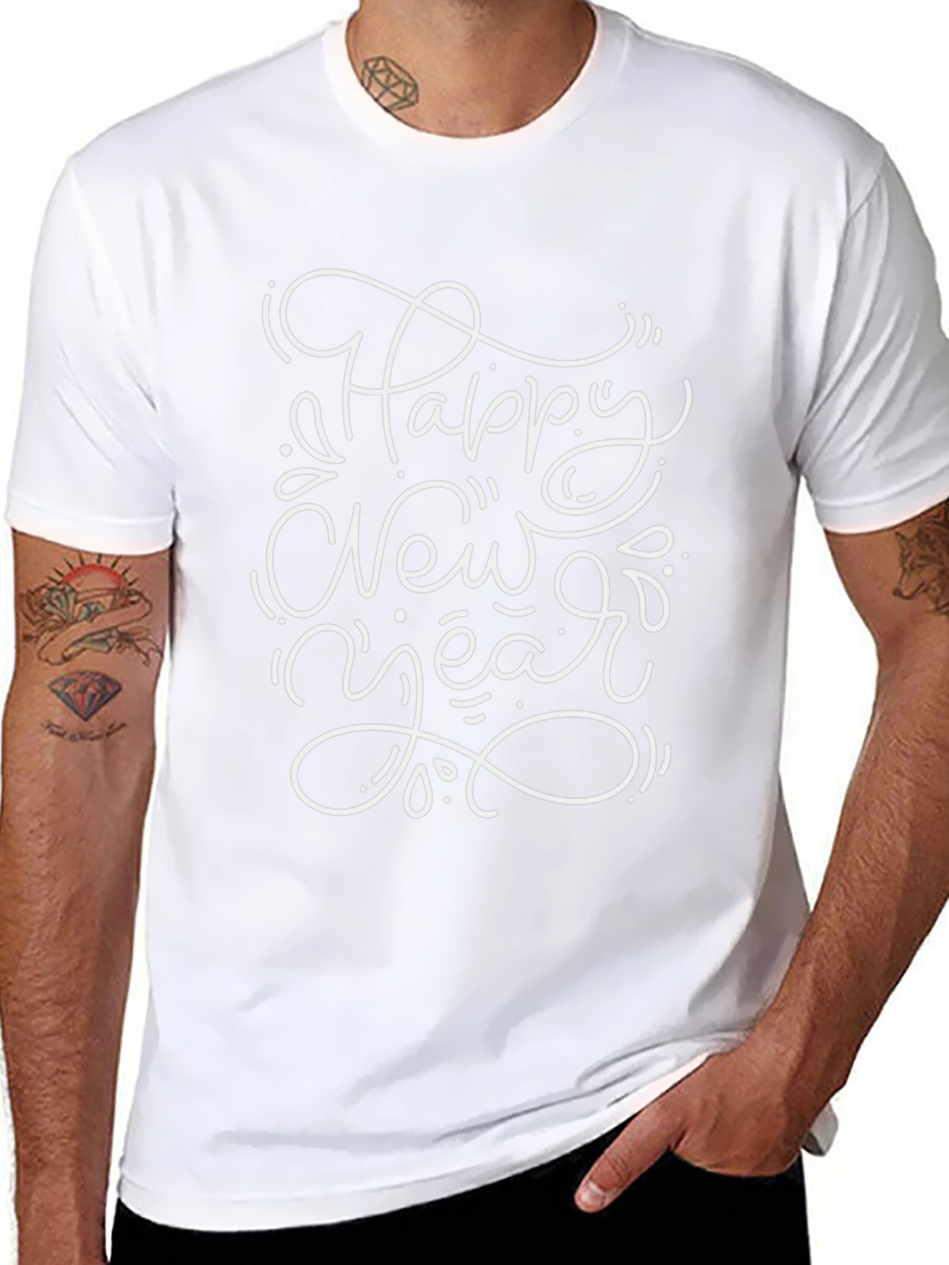 Happy New Year Graphic Black T-Shirt